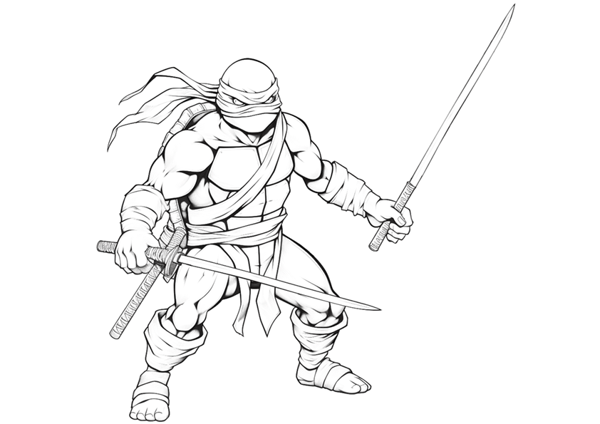 Dibujo de la tortuga Ninja Raphael para colorear