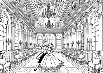 La Princesa y el Príncipe en el gran Salón Real