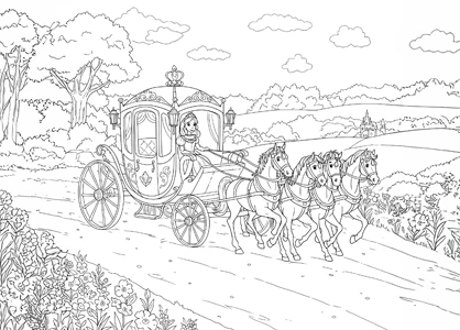 Princesa dirigiendo una carroza por el campo