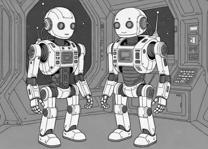 2 Robots en el interior de una nave espacial