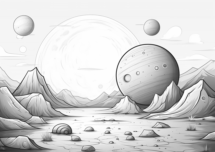 Dibujos de planetas. Paisaje de un planeta extraterrestre