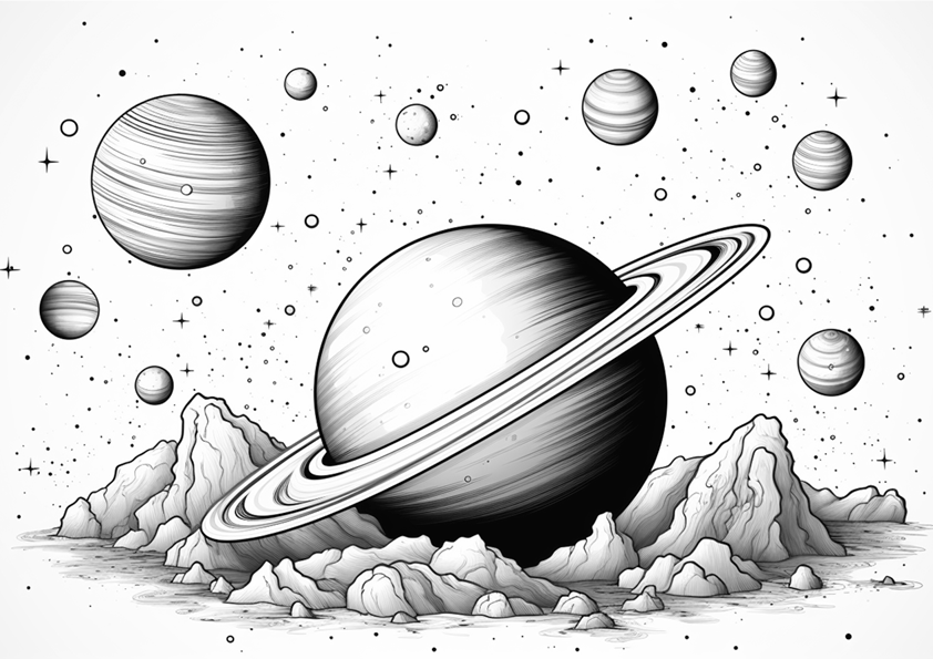 Dibujos de planetas. Planeta con anillos.