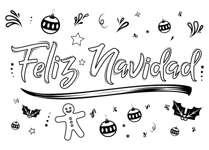 Dibujo con una felicitación navideña que pone Feliz Navidad.