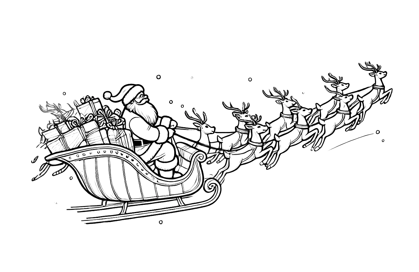 Papá Noel en el trineo con los renos