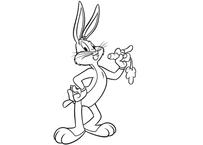 Dibujo para colorear a Bugs Bunny comiendo una zanahoria