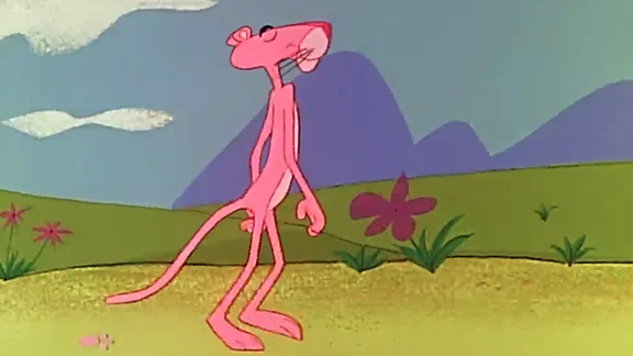 La Pantera Rosa andando con su particular estilo, pose 1