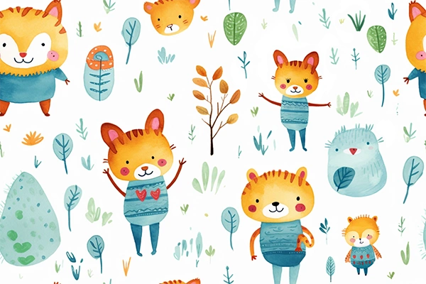 Dibujo para habitación infantil de zorritos