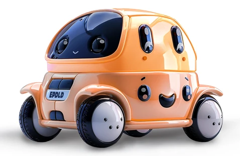 Ilustración 3D de juguete coche kawaii naranja