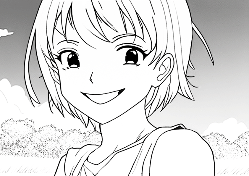 Dibujo Manga para colorear una chica sonriente
