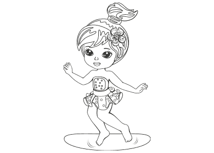 Dibujo para colorear de una niña.