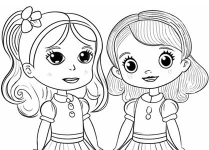 Dibujo para imprimir de 2 niñas amigas