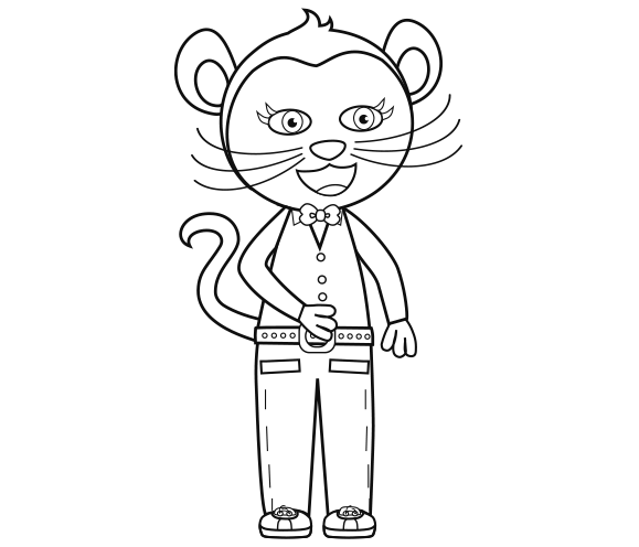 Dibujo colorear un ratón vestido muy elegante