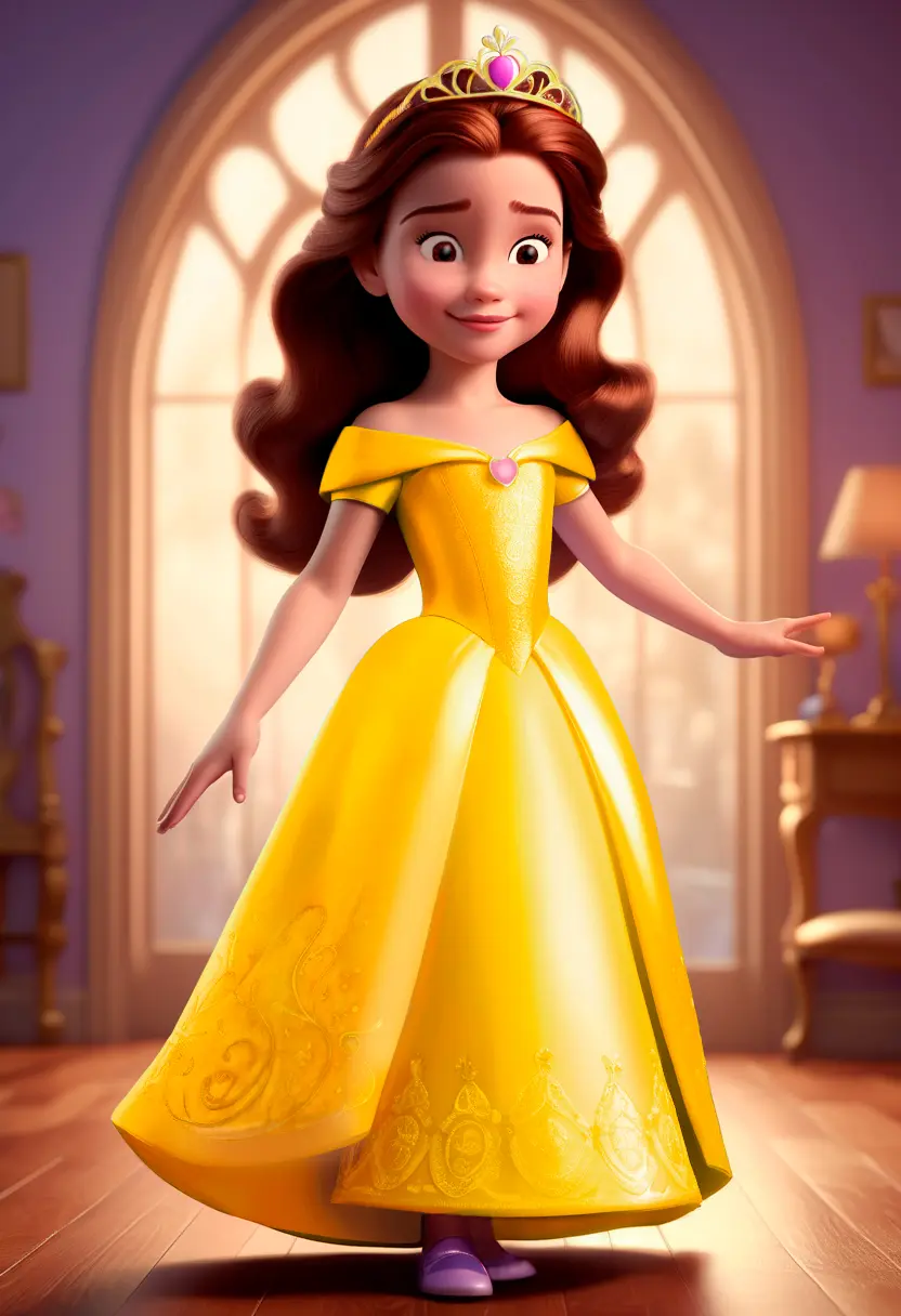 La Princesa Disney Bella (Belle en inglés) cuando tenía 7 años