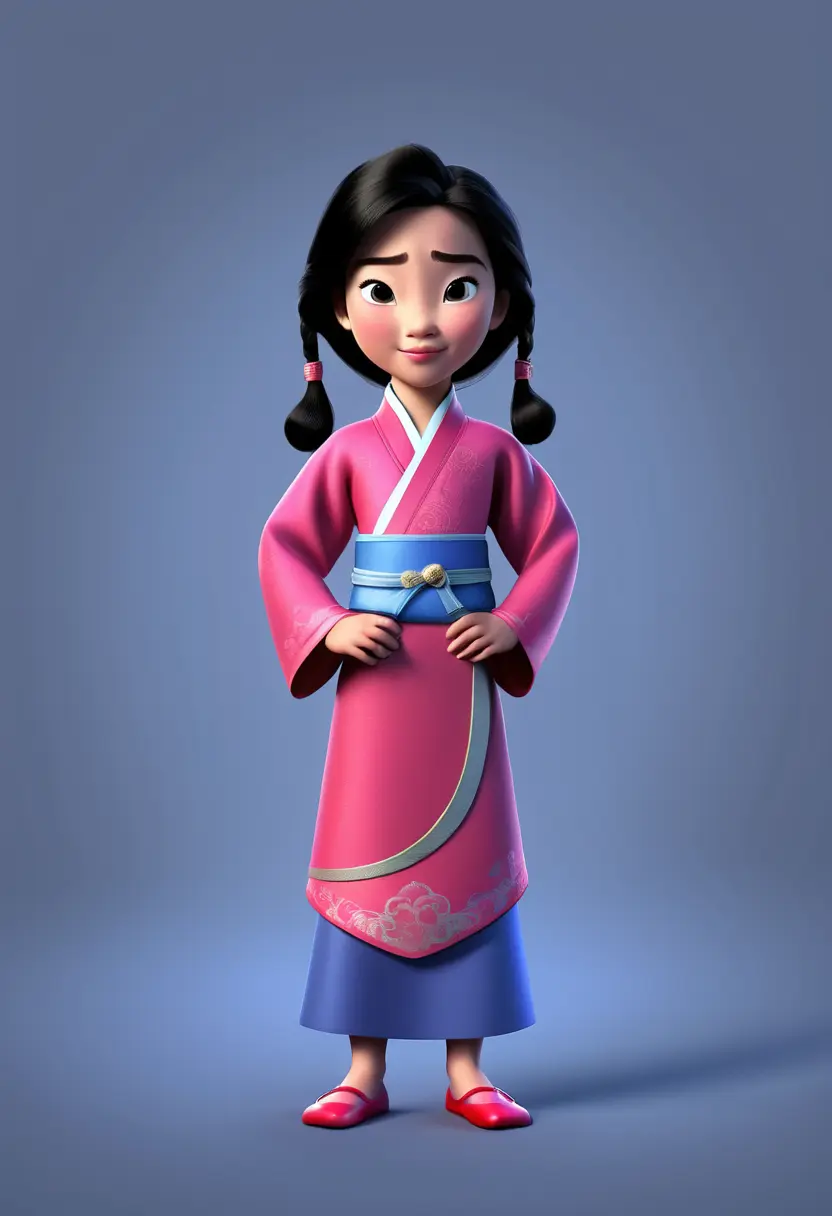 La Princesa Disney Mulán (Mulan en inglés) cuando tenía 7 años