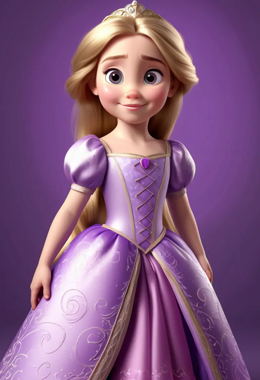 La Princesa Disney Rapunzel cuando tenía 7 años