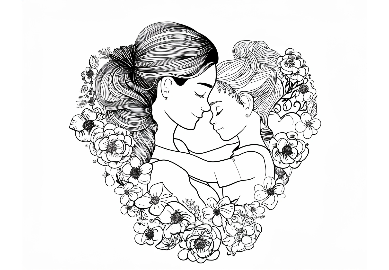 Imagen para colorear de un corazón del día de la madre