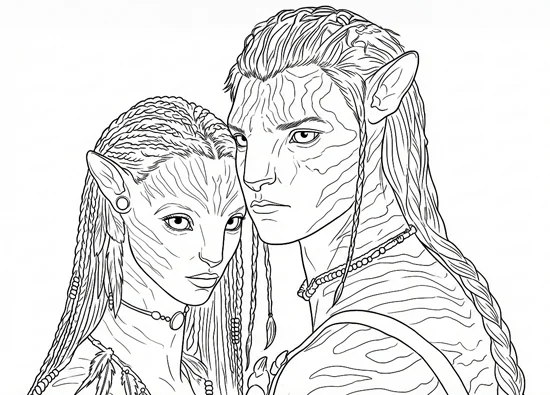 Avatar, Jake Sully and Neytiri to color
