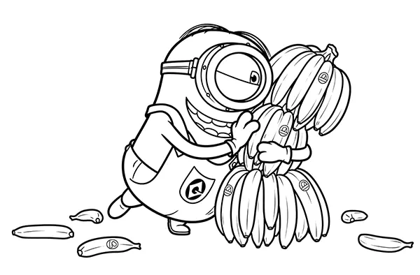 Stuart hugging several bunches of bananas
