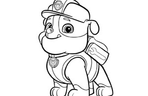 Coloring drawing of Rubble from Paw Patrol