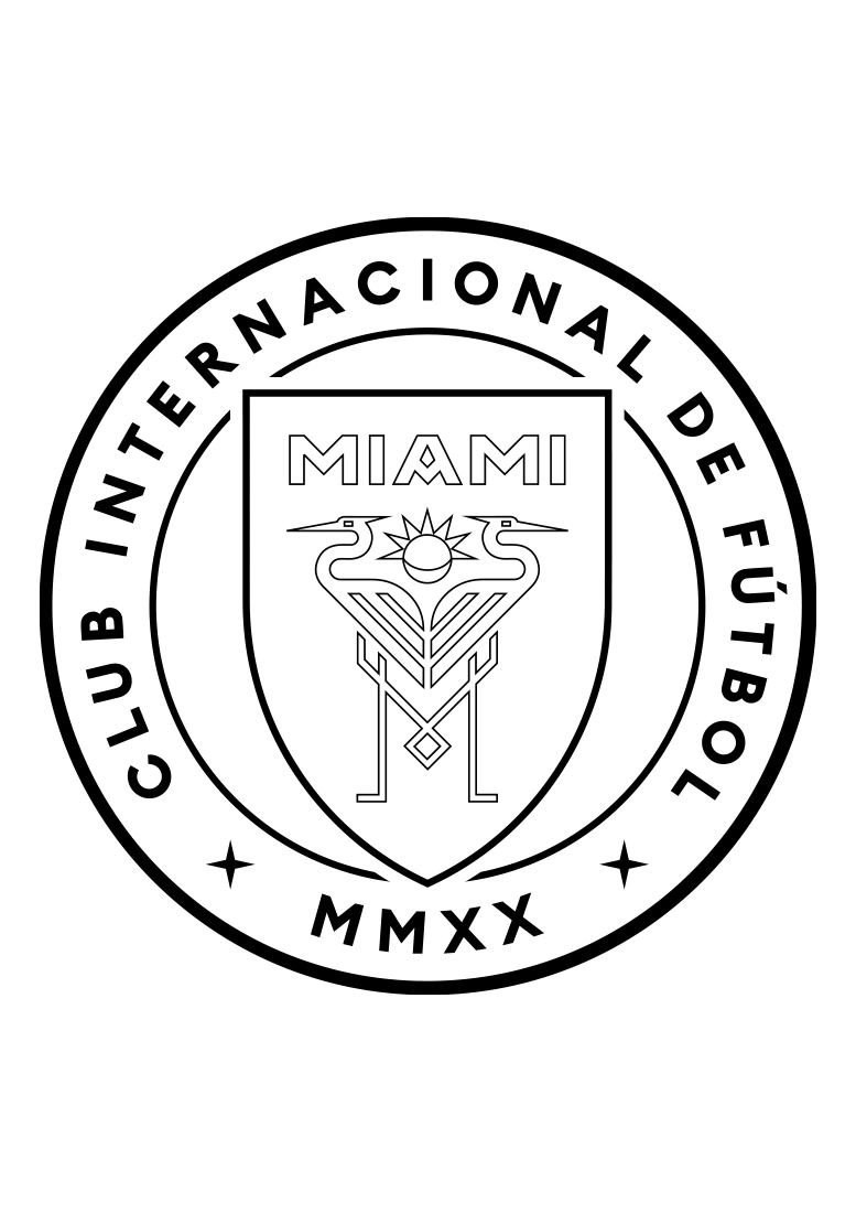 Coloring page of the Inter Miami CF football crest, version 1