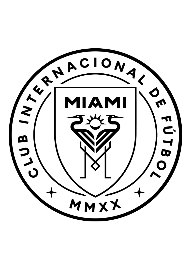 Coloring page of the Inter Miami CF football crest, version 1