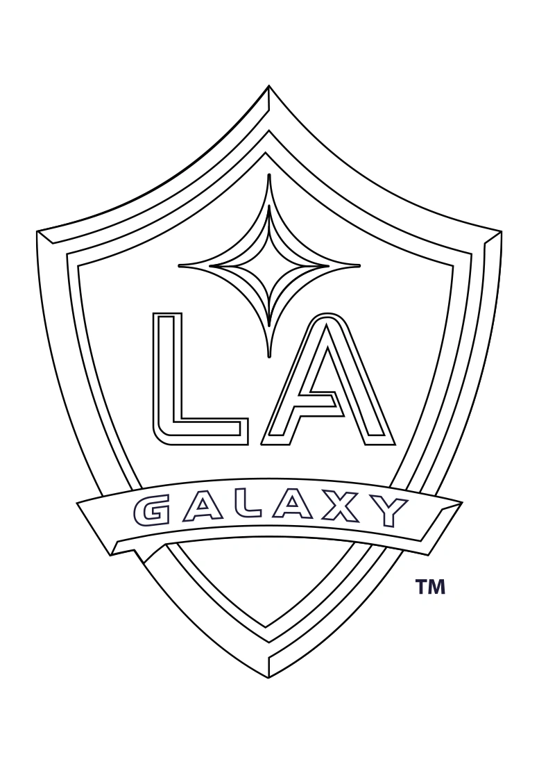Coloring page of the Los Angeles Galaxy soccer team crest, version 2