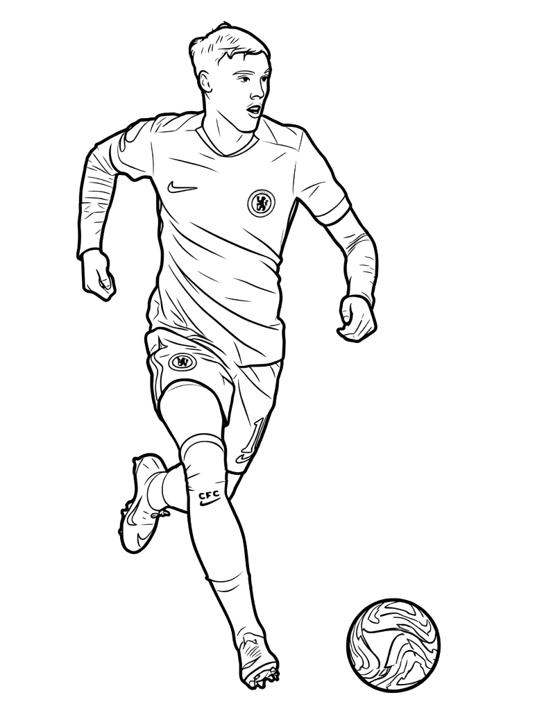 Coloring page of the English Chelsea player, Cole Palmer