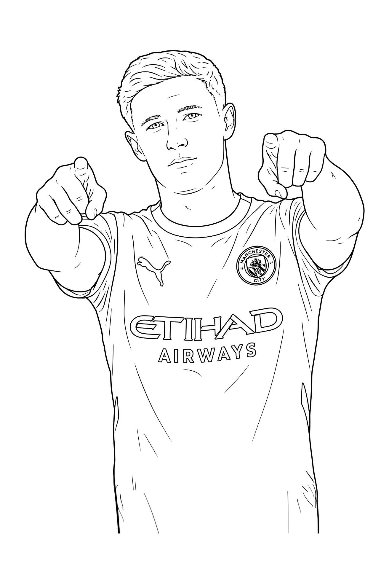 Download the drawing to color of Elliot Anderson in the Manchester City kit.