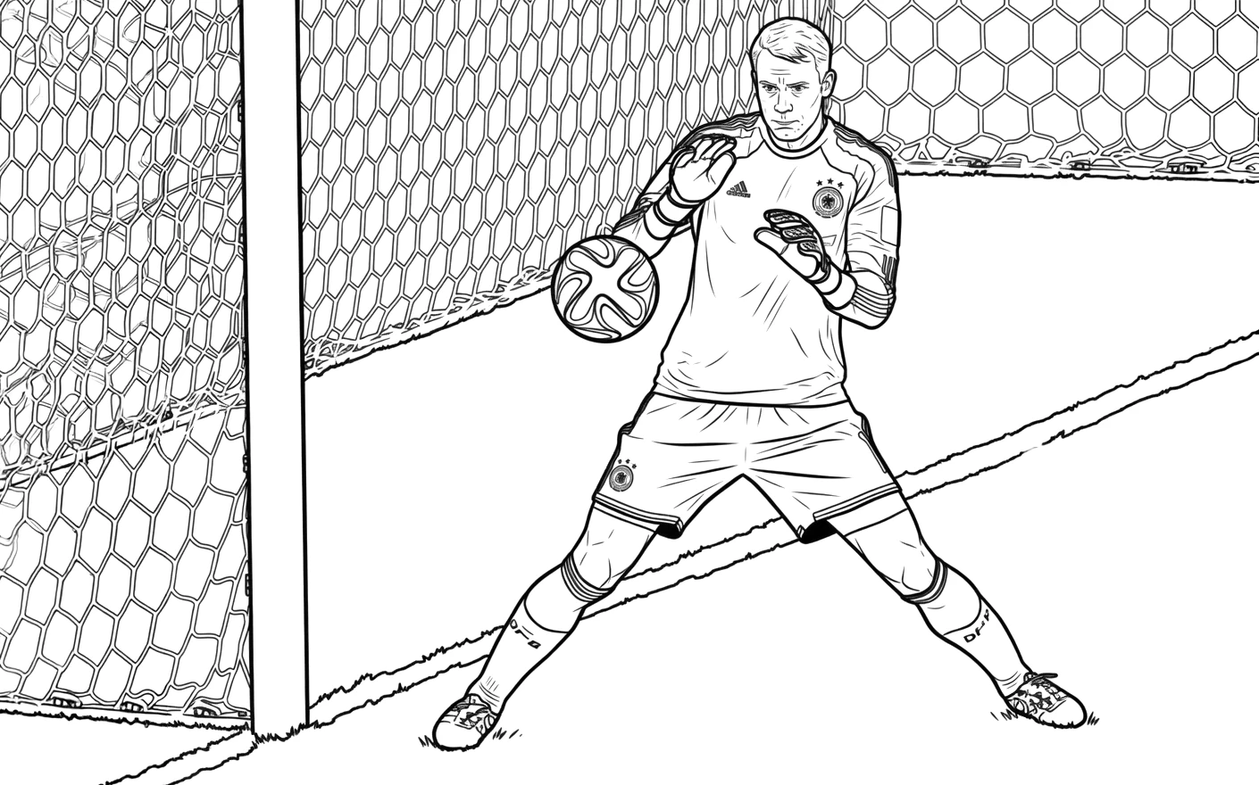 Coloring page of Bayern Munich goalkeeper Manuel Neuer