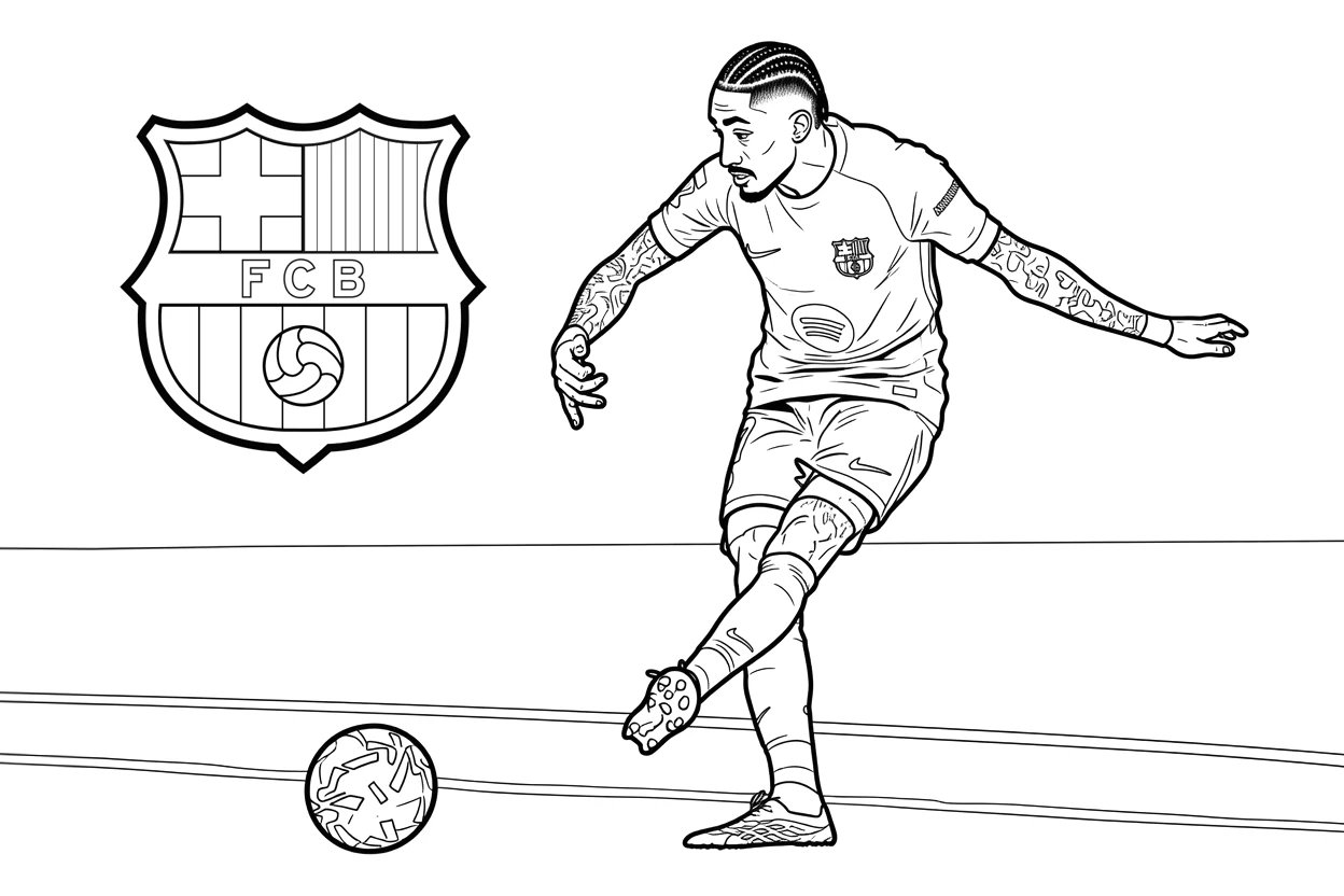 Download the drawing of Raphinha with the Barcelona crest