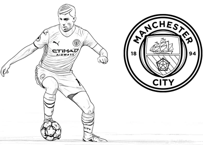 Rodri with the Manchester City crest