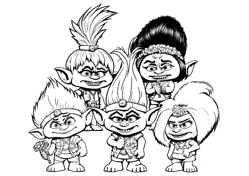 Drawing of some ugly trolls to color