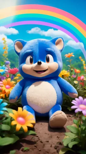 Peluche del personaje Sonic de Sega.