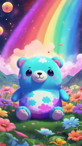 Peluche azul con flores