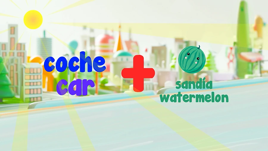 Aprender inglés. Un coche más una sandía. A car plus a watermelon.