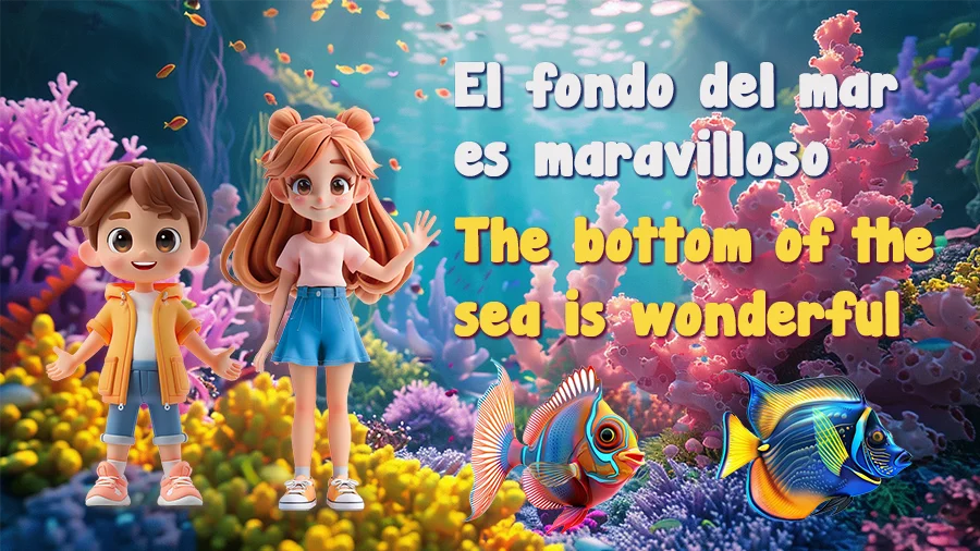 Dibujos infantiles para aprender inglés el fondo del mar es maravilloso.