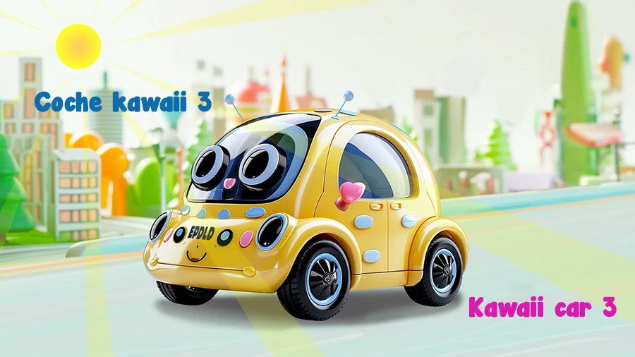 Inglés para niños. Coche kawaii 3 Kawaii car 3.