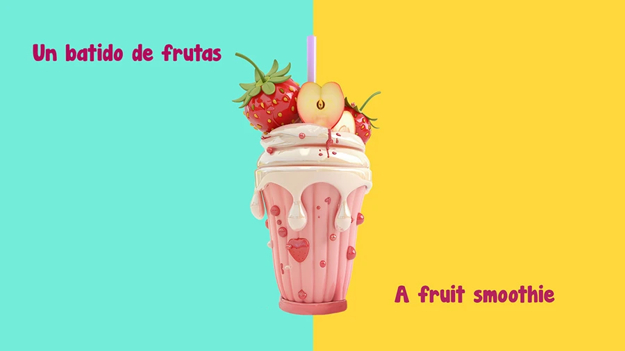 Inglés para niños, un batido de frutas.