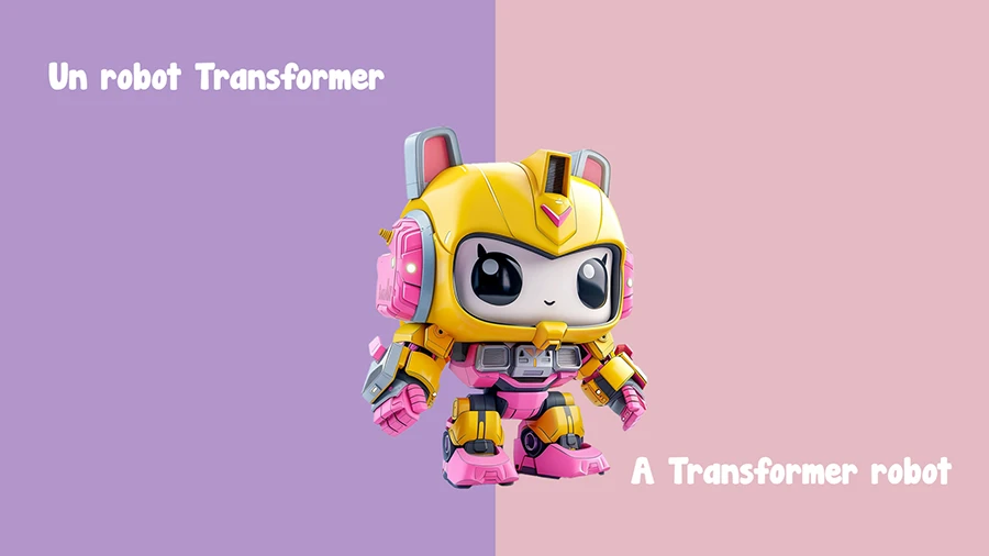 Inglés para niños, un robot transformer.