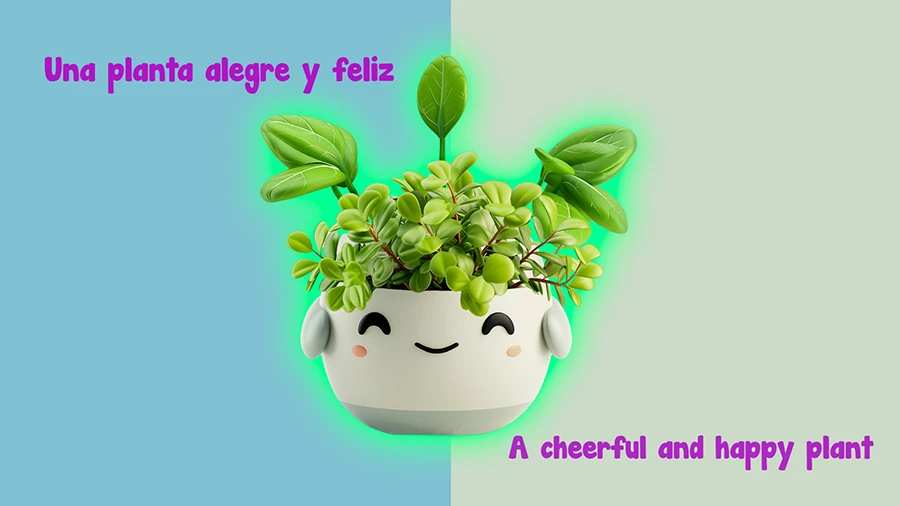 Inglés para niños, una planta alegre y feliz.