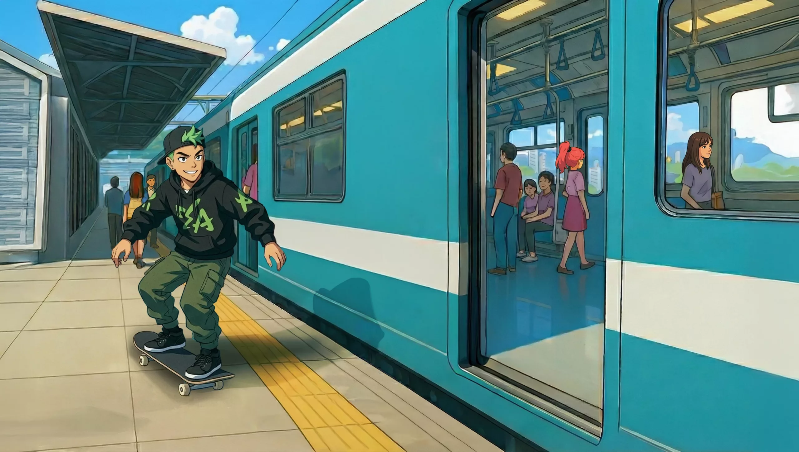 Riki riding a skateboard Riki riding a skateboard