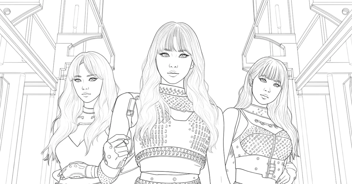 K-POP CDセット 白黒アートワーク K-Pop Coloring Pages: Idols, Outfits, and Korean Style