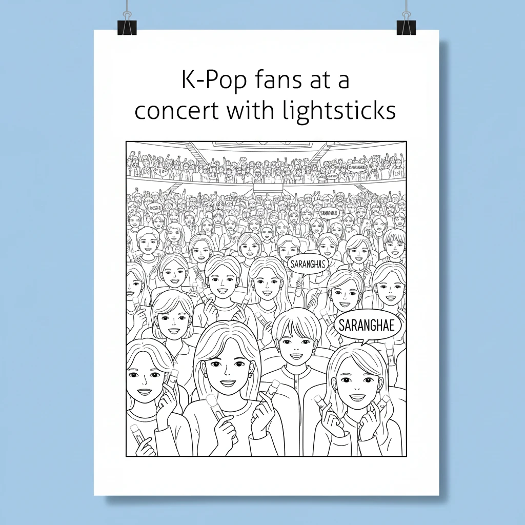 k-pop fans en un concierto con lightsticks k-pop fans en un concierto con lightsticks