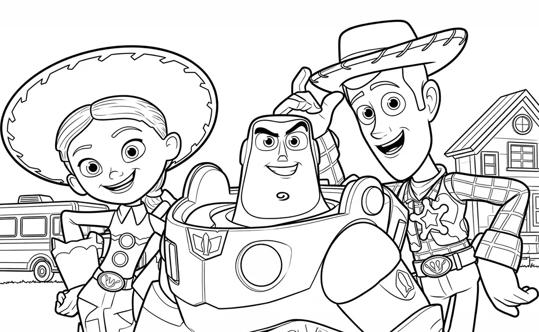 Dibujo de Jessi, Buzz y Woody para colorear. Dibujo de Jessi, Buzz y Woody para colorear.