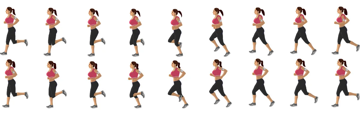 walk cycle, girl running