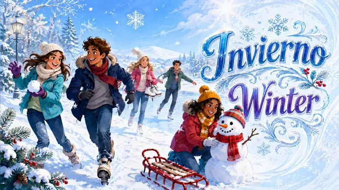 Dibujos del invierno en color