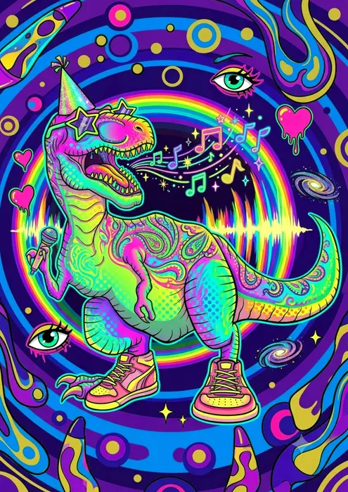 Psychedelic dinosaur
