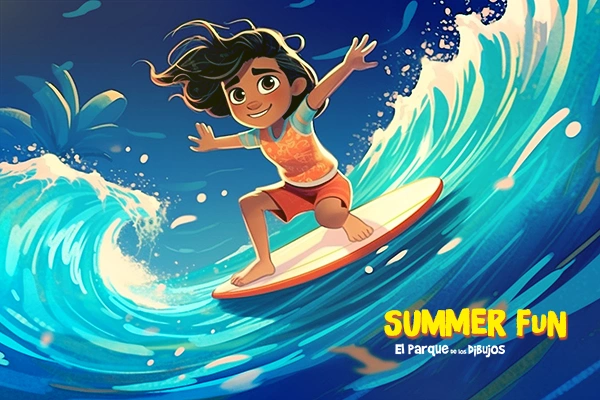 Imagen ilustraciones de verano chica haciendo surf 1.