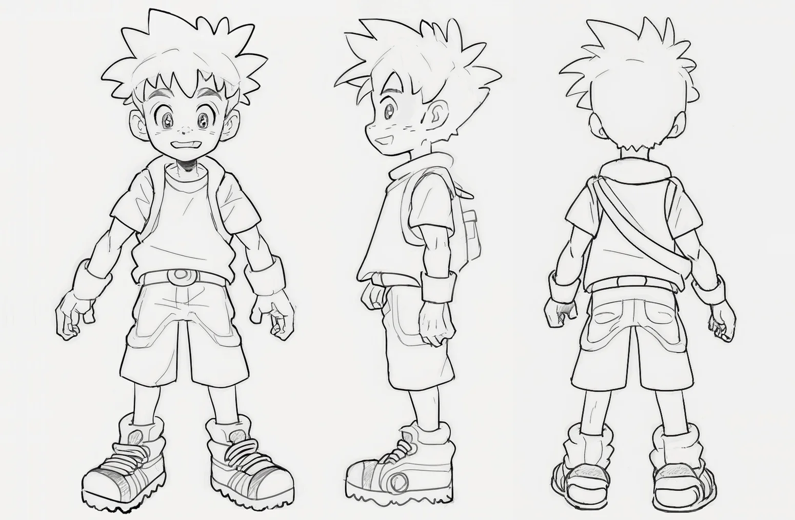 Plantilla de diseño de personajes manga. Creación de un personaje masculino al estilo manga, imagen grande.