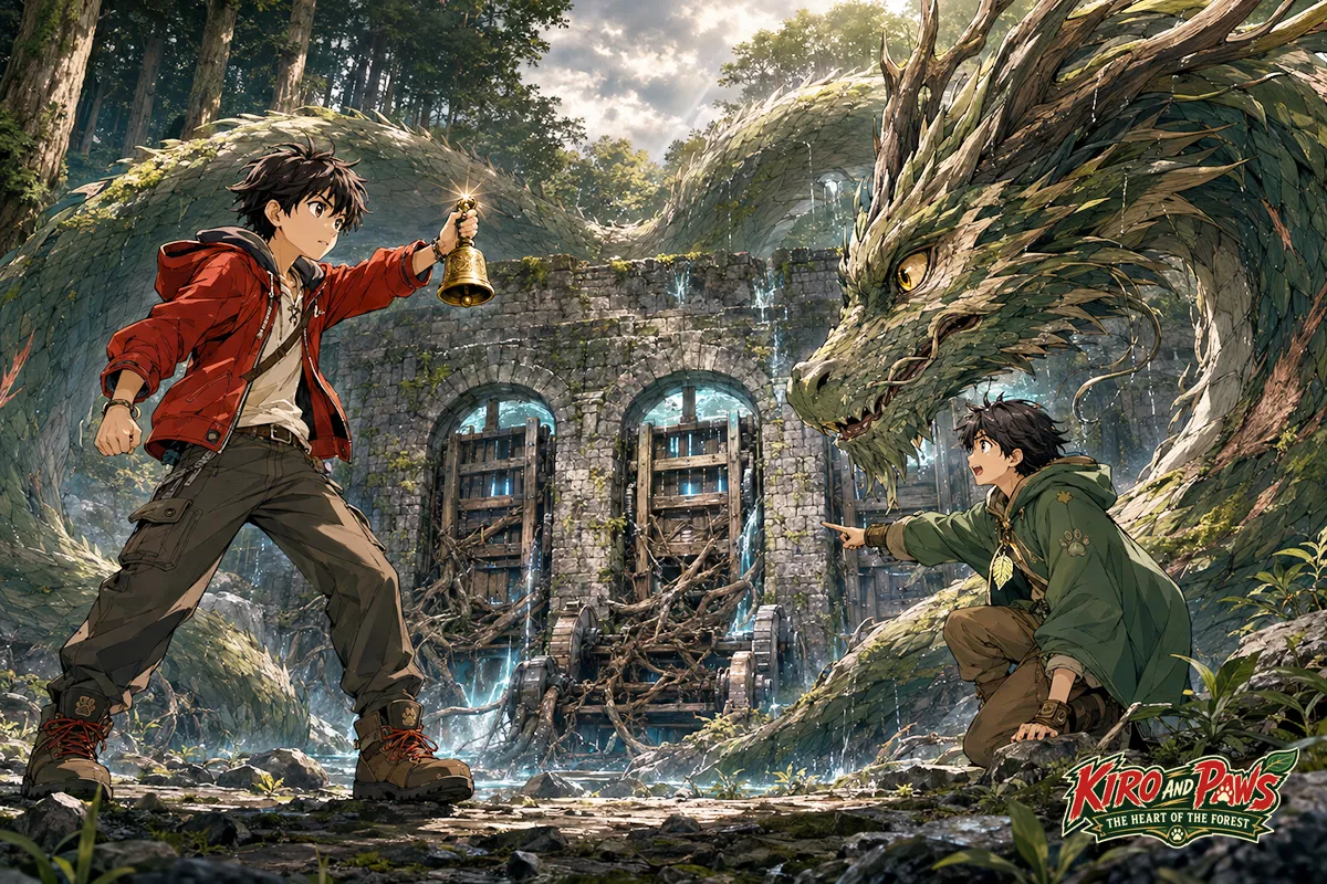 History with illustrations in manga-style. Kiro and Paws: The Heart of the Forest, image 3